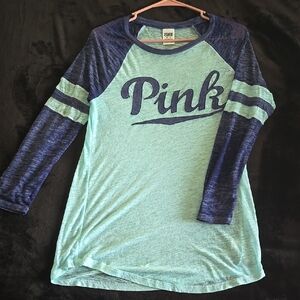 PINK Victoria's Secret Kids Raglan Sleeve Shirt - Blue and Green
